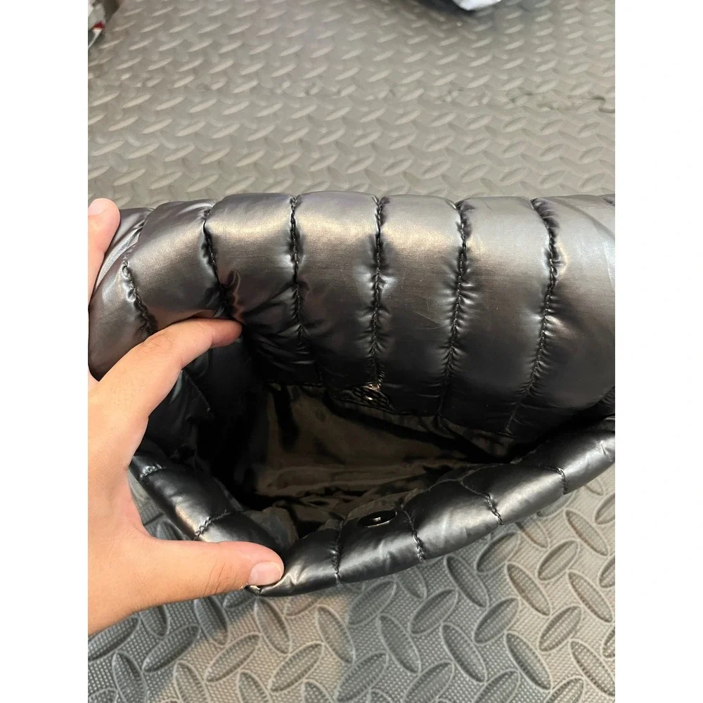 Think Royln Bar Bag Puffer Crossbody Womens OS Gunmetal Metallic Quilted Flap